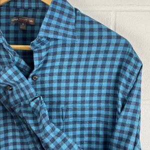 Peter Millar men’s crown sport blue plaid long sleeve button down shirt size M